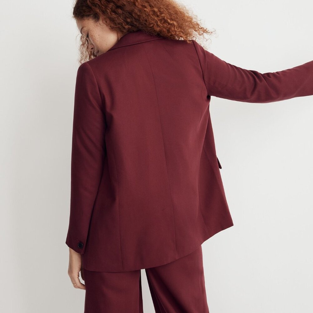 NWT MADEWELL Caldwell Drapeweave Double Breasted Blazer Jacket in CABERNET XS - Picture 4 of 7